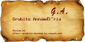 Grubits Annamária névjegykártya